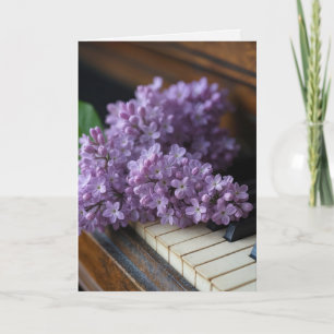 Carte Penser à vous Lilacs sur vieilles clés de piano