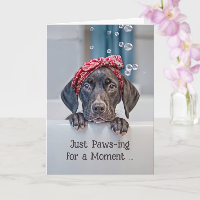 Carte Penser à vous mignon pointer pointer à courte tail (Orchidée)