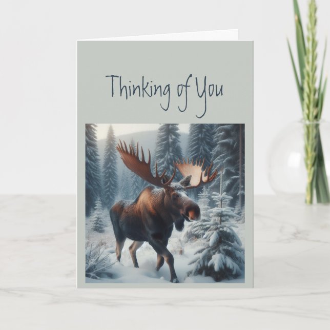 Carte Penser à vous Moose Animal Wildlife Art (Devant)