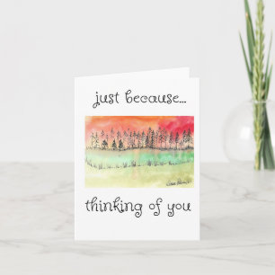 Carte Penser à vous, Peinture d'art populaire coucher de