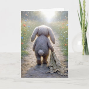 Carte Penser à vous triste lapin à oreille de disquette