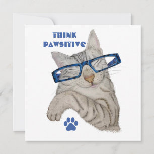 Carte Penser Pawsitive Purrffect Cute Cat dans le dessin