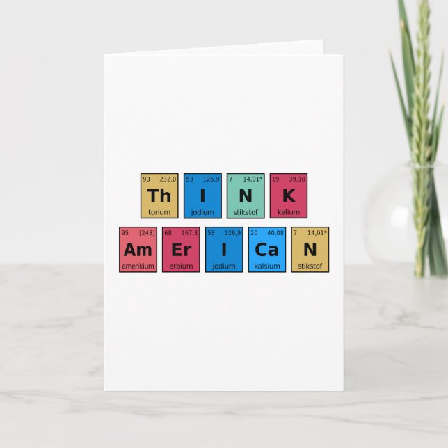 Carte Pensez à la table périodique américaine (Devant)