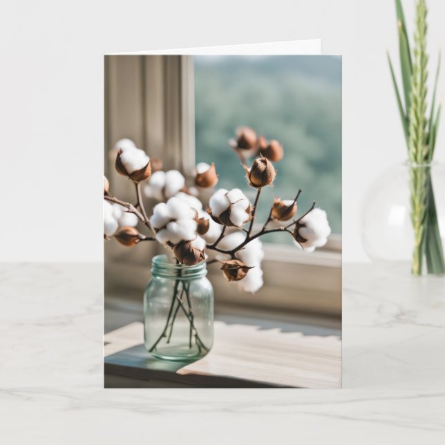 Carte Pensez à votre Bouquet de coton (Devant)