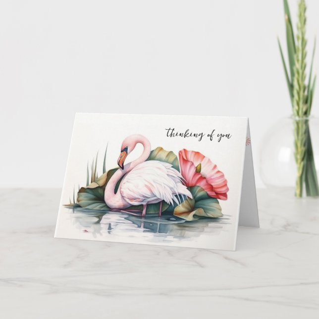 Carte Pensez à votre Flamant rose (Devant)