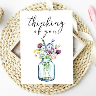 Carte Pensez à vous Boho Pastel Floral Card