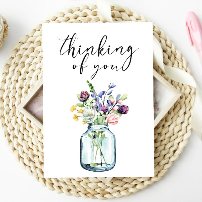 Carte Pensez à vous Boho Pastel Floral Card (Créateur téléchargé)