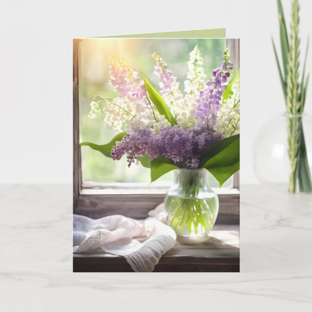 Carte Pensez à vous Lily de la Vallée et Lilacs (Devant)