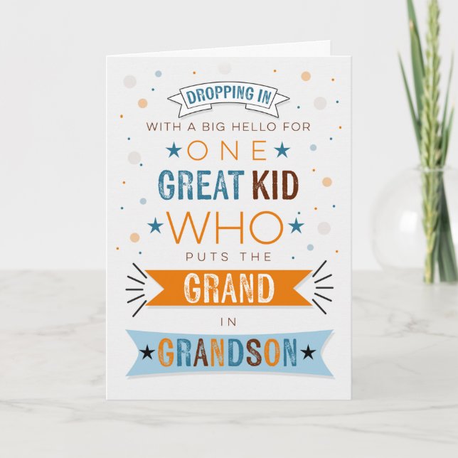 Carte Pensez à vous pour Young Grandson Blue (Devant)