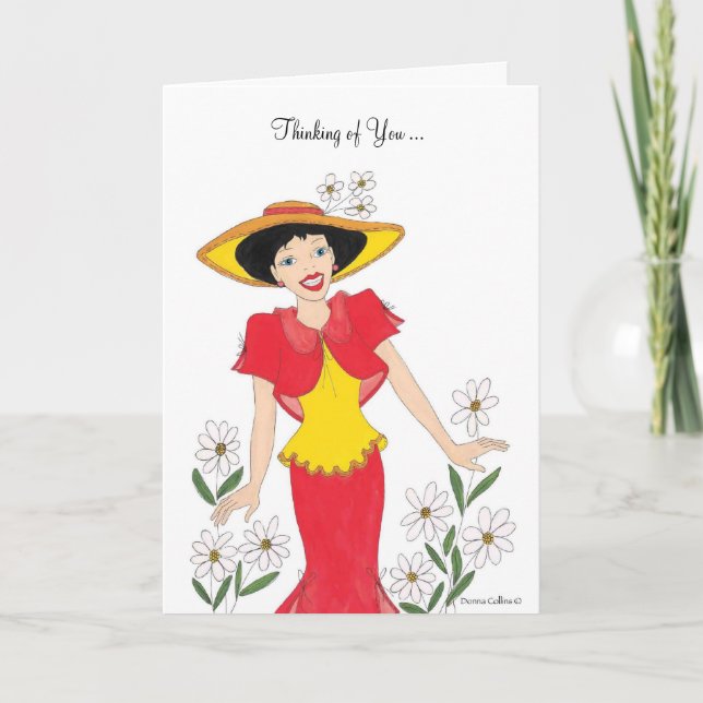 Carte Pensez à vous Rouge et Jaune (Devant)