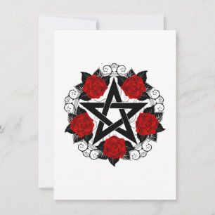 Carte Pentagramme aux roses rouges