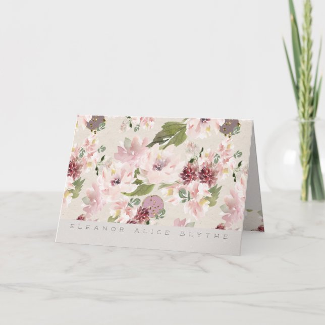 Carte Peonies Mauve et Blush Floral Stationery Card (Devant)