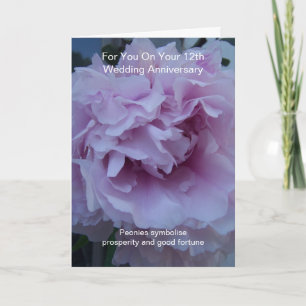 Carte Peony Personnalisé 12e anniversaire de Mariage
