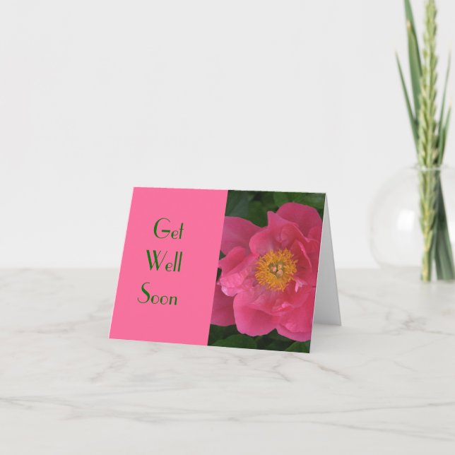 CARTE "PEONY ROSE AVEC MARIGOLD CENTER" /BIENTÔT BIEN" (Devant)