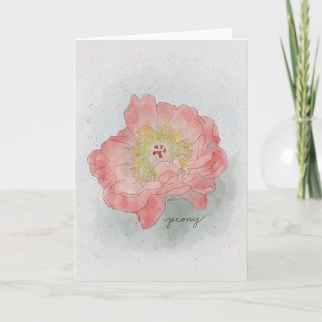 Carte Peony Watercolor Card (Devant)