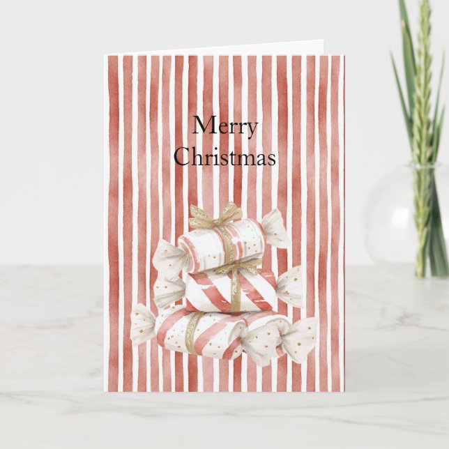 Carte Peppermint Red Stripes Christmas  (Devant)