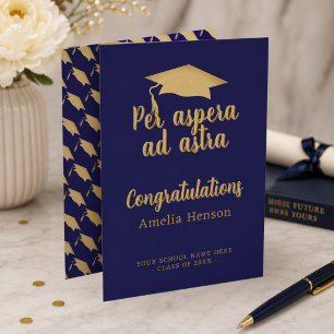 Carte Per aspera ad astra Latin Félicitations Diplôme Ca