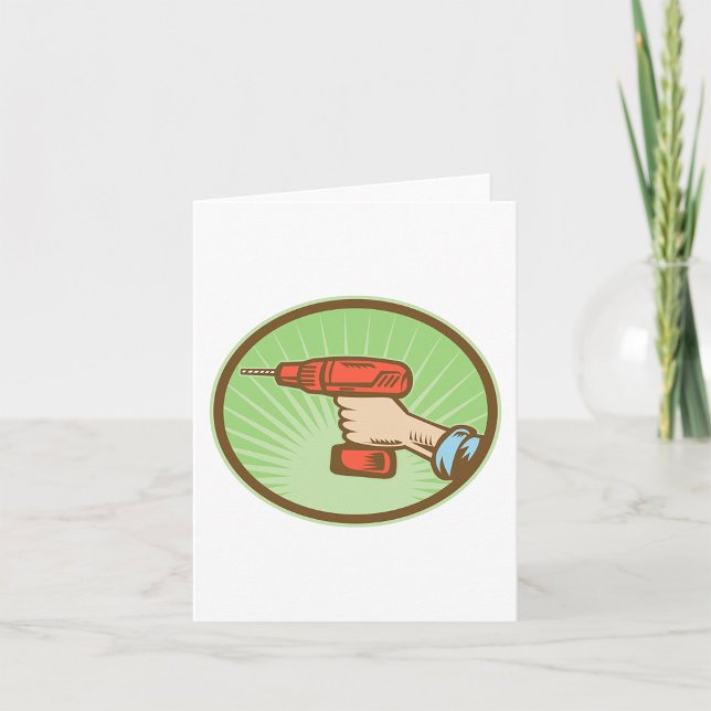 Carte Perceuse électrique sans fil Retro Handyman (Créateur téléchargé)