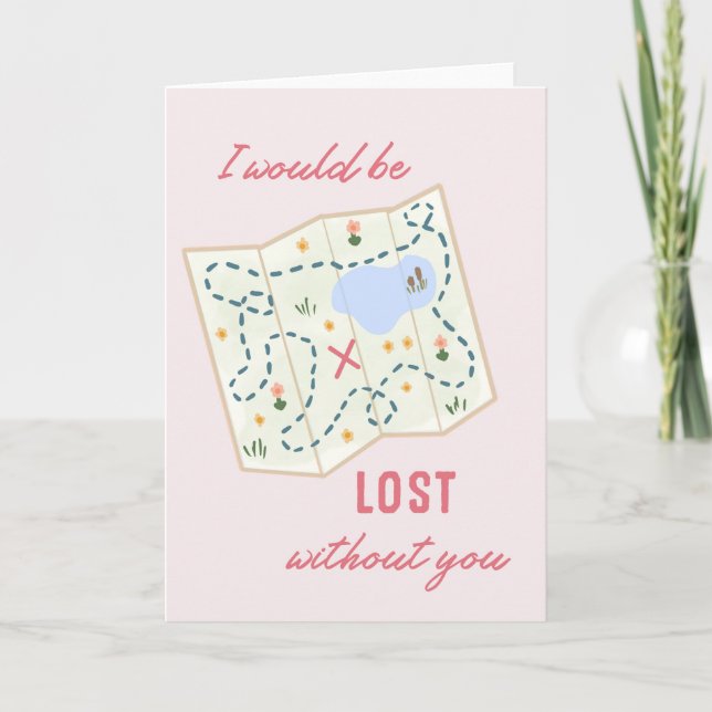 Carte Perdu sans vous Merci Saint Valentin (Devant)