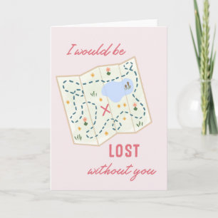Carte Perdu sans vous Merci Saint Valentin