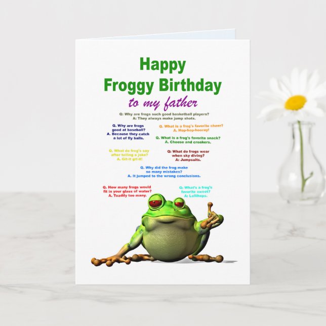 Carte Père, Anniversaire, Blagues de grenouille (Petite plante)