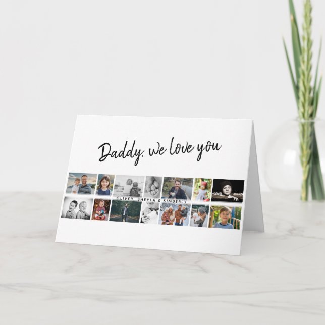 Carte Père avec enfants Famille Papa 14 Photo Collage (Devant)