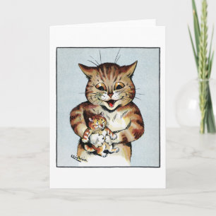 Carte Père Chat tenant un chaton, Louis Wain