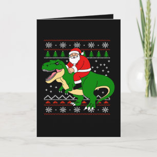 Carte Père Noël à cheval sur T Rex Noël Dinosaure Noël m