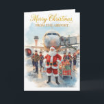 Carte Père Noël à l'aéroport<br><div class="desc">Faites vivre la magie des voyages de Noël avec cette charmante carte de vœux sur le thème de l'aviation.</div>