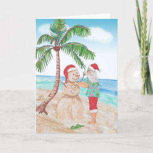Carte Père Noël à l'aquarelle et Noël de bonhomme de nei