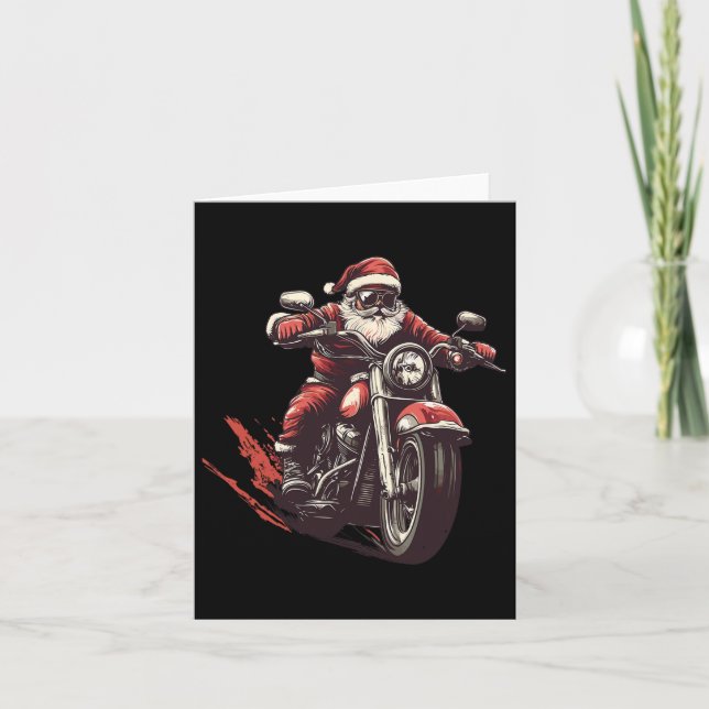 Carte Père Noël à moto Motard Amateur de moto X (Devant)