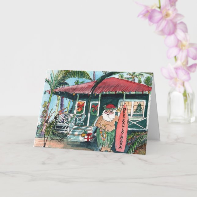 Carte Père Noël à Noël hawaïen (Orchidée)