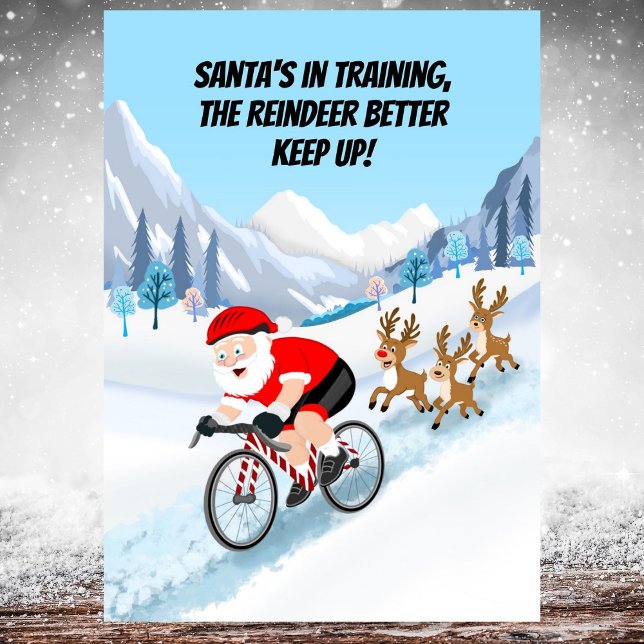 Carte Père Noël à vélo avec des rennes (Créateur téléchargé)