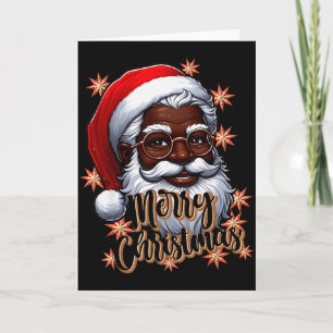Carte Père Noël afro-américain Pyjama de Noël Noir X-ma