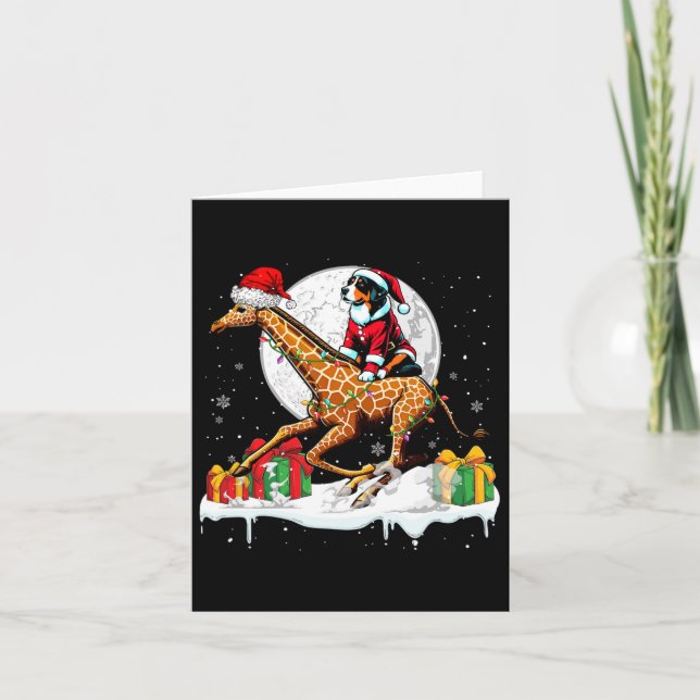 Carte Père Noël Appenzeller Sennenhund équitation Giraff (Devant)