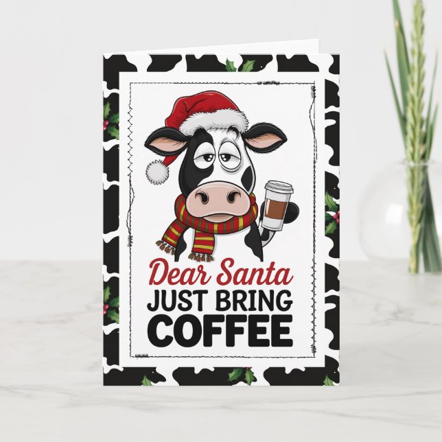 Carte Père Noël Apporte Juste du Café Vache (Devant)
