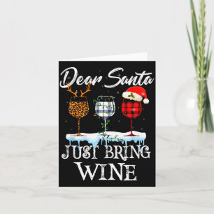 Carte Père Noël apporte juste du vin Costume de pyjama d