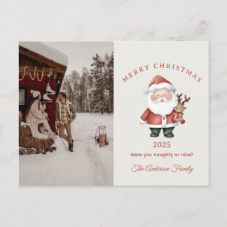 Carte Père Noël aquarelle cadeau de Noël