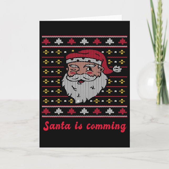 Carte Père Noël arrive Noël (Devant)