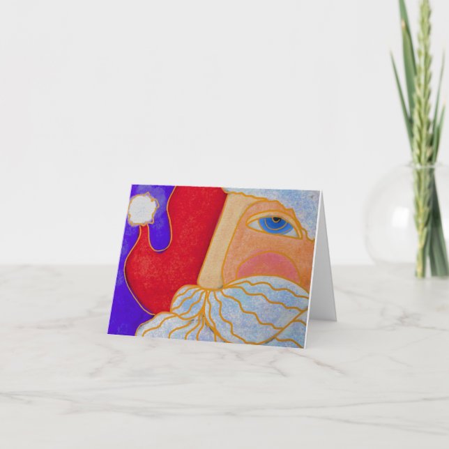 Carte Père Noël aux yeux bleus Art Abstrait (Devant)