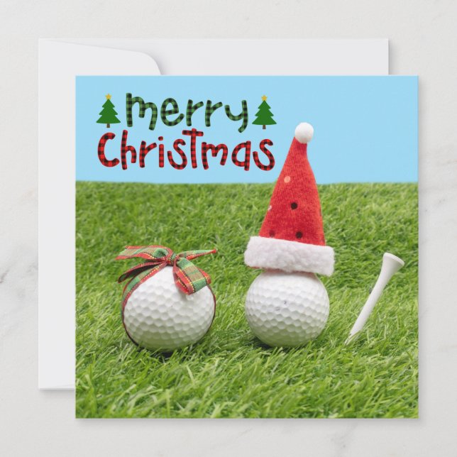 Carte Père Noël avec balle de golf Joyeux golfeur de Noë (Devant)
