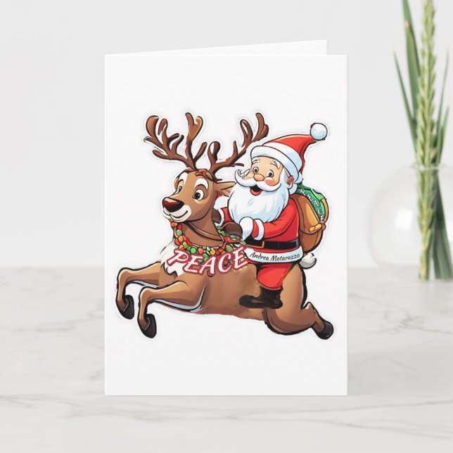 Carte Père Noël avec des cadeaux de paix (Devant)