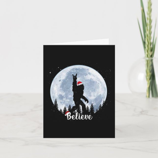 Carte Père Noël bigfoot Noël rock roll sasquatch croit (Devant)