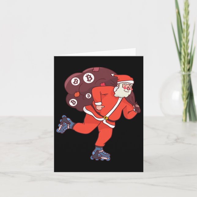 Carte Père Noël Bitcoin Cryptomonnaie Santa Crypto Dans (Devant)