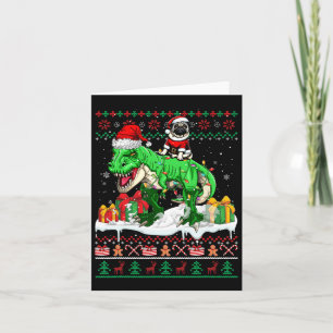 Carte Père Noël Carlin équitation T-rex Chandail de Noël