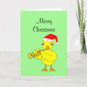 Carte Père Noël Casquette Trumpet Chick Christmas Card