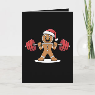 Carte Père Noël Chapeau Gymnastique Haltérophilie Pain d