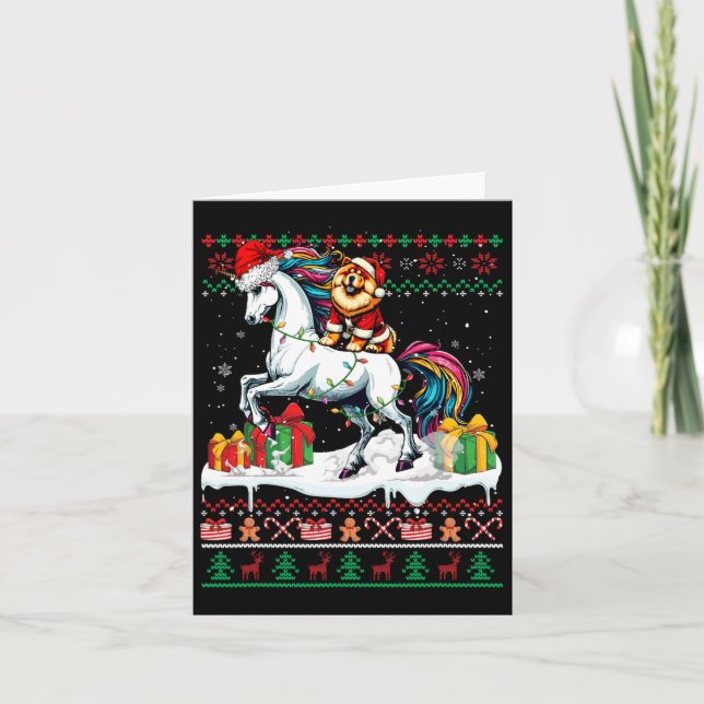 Carte Père Noël Chow Chow Riding Unicorn Sweater L (Devant)