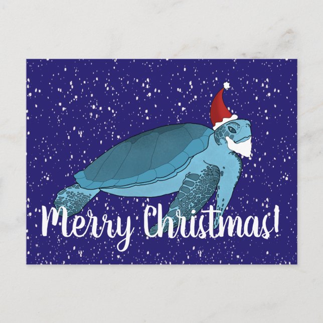 Carte père Noël Christmas Sea Turtle (Devant)