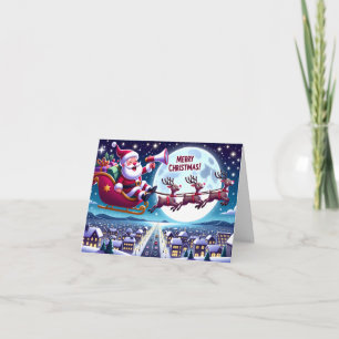 Carte Père Noël Christmas Sleigh